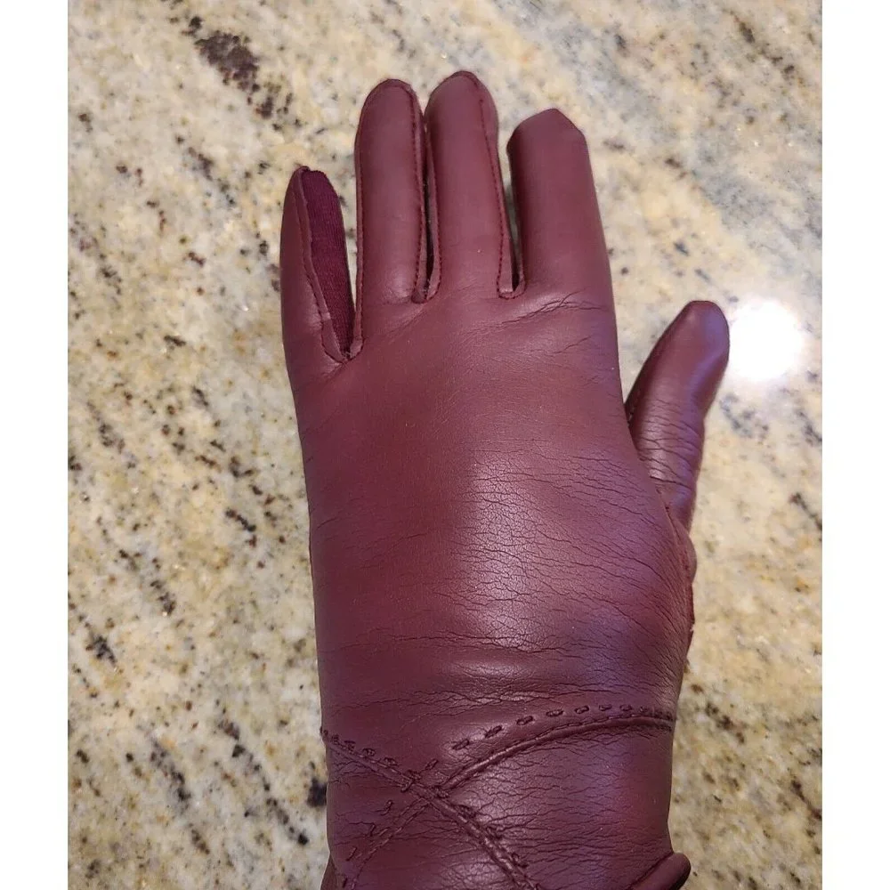 Vintage Size S/M Rusty Brown Sears Faux Leather Knit Lined Driving Gloves